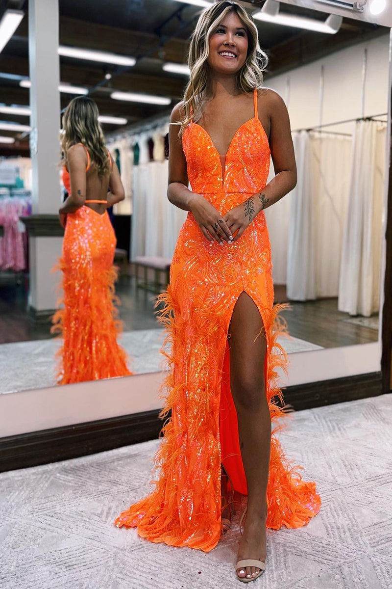 Beautiful Jade Sequin Lace V Neck Mermaid Prom Dress with Slit BM bride