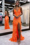 Beautiful Jade Sequin Lace V Neck Mermaid Prom Dress with Slit BM bride