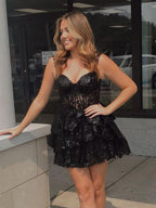 Sweetheart Tiered A-Line Short Homecoming Dress BM bride
