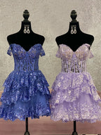 Sweetheart Tiered A-Line Short Homecoming Dress BM bride