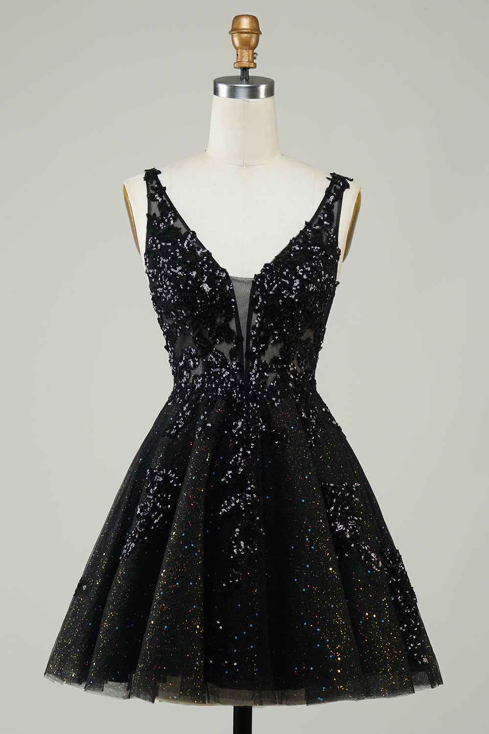 Sparkly Orange A-Line Spaghetti Straps Short Homecoming Dress with Sequins
