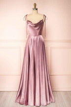 Simple Spaghetti Strap Sleeveless Prom Dress With Split Open Back