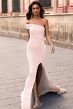 Dark Green One Shoulder Long Mermaid Prom Dress with Split BM bride