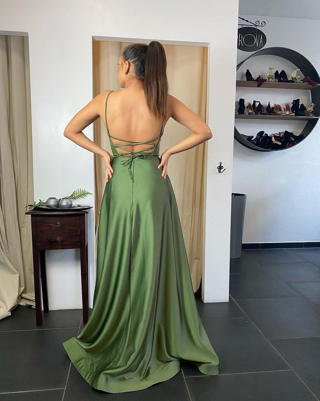 Spaghetti-Straps Prom Dress Long with Pocket BM bride