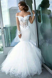 Off-the-Shoulder Mermaid Wedding Dress with Lace Appliques BM bride