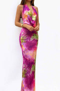 Glamorous Colorful Halter Sleeveless Backless Long Prom Dress With Pleated