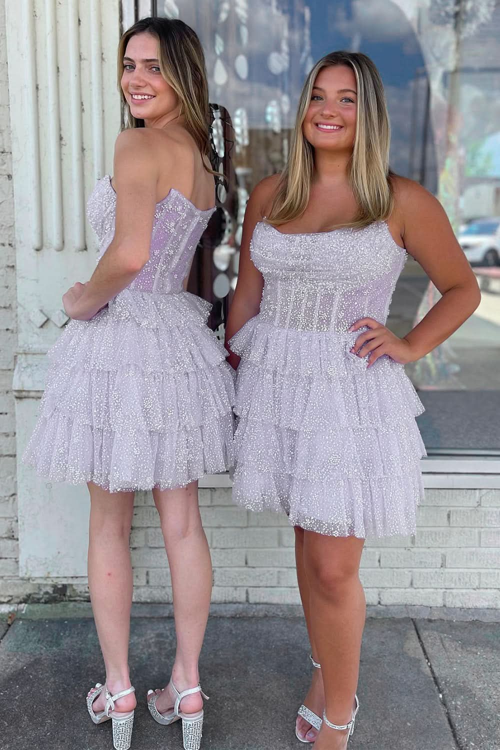Strapless Tiered A-Line Homecoming Dress BM bride