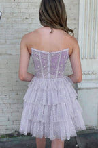Strapless Tiered A-Line Homecoming Dress BM bride