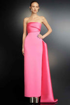 Charming Pink Strapless Sleeveless Long Prom Dress With Ruffles