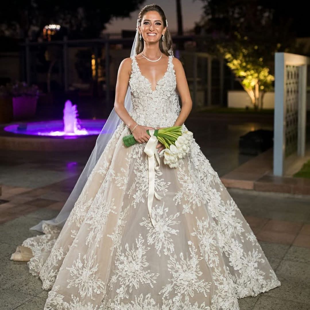 Spaghetti Straps Sweetheart A-Line Wedding Dress Attractive With Floral Lace Tulle BM bride