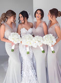 Sleeveless Sweep Train Elastic Satin Bridesmaid Dresses in a Trumpet/Mermaid Silhouette BM bride