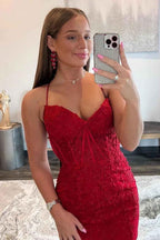 Stormy Spaghetti Straps Tight Short Homecoming Dress with Appliques Bmbride