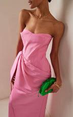 Elegant Pink Strapless Long Slimming Prom Dress BM bride
