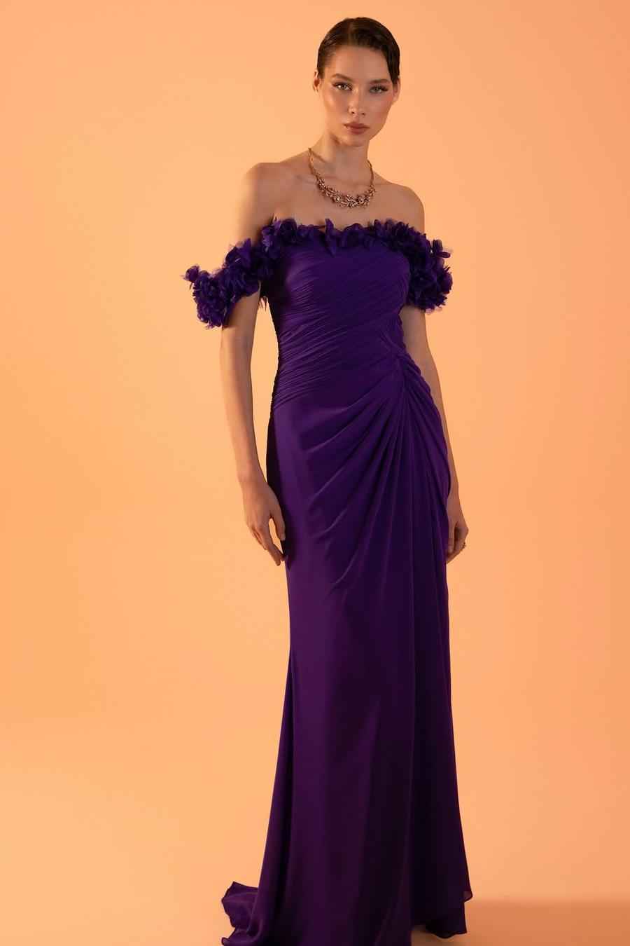 Off The Shoulder Sleeveless Long Mermaid Prom Dress With Pleated