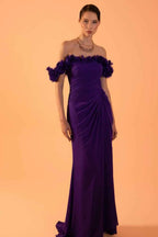 Off The Shoulder Sleeveless Long Mermaid Prom Dress With Pleated