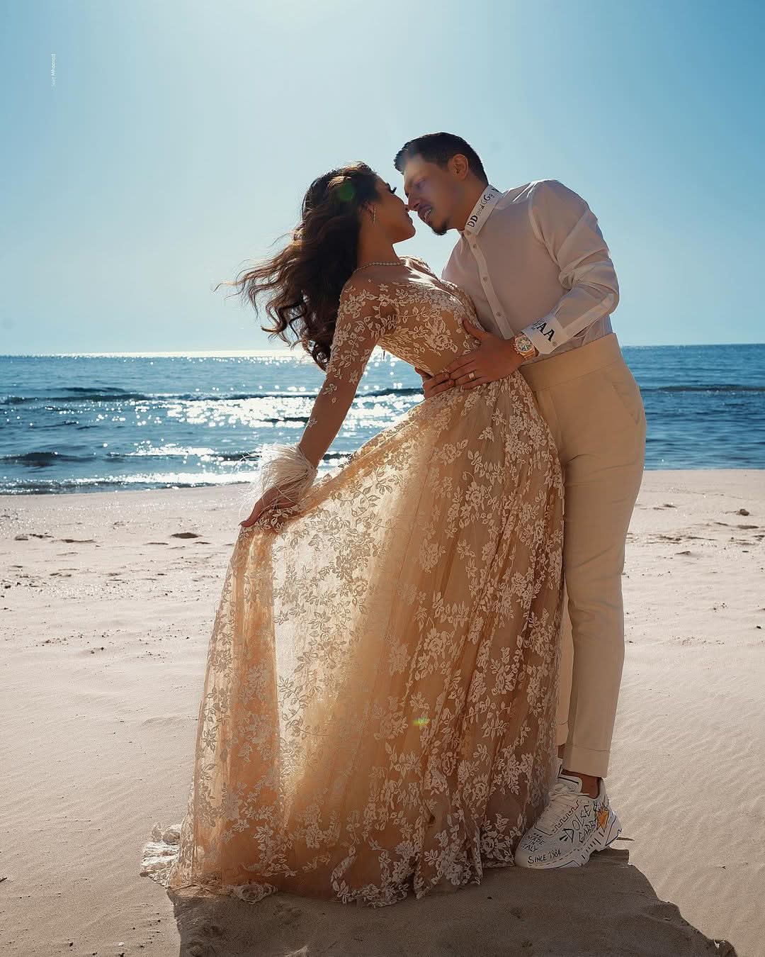 Long A-Line Column Train Jewel Neck Wedding Dress with Lace BM bride