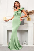 Emerald Green Off-the-Shoulder Sleeveless Mermaid Prom Dress BM bride