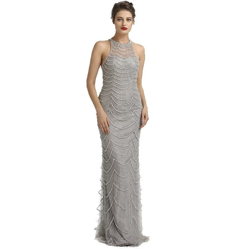 Black Sequin Tulle Mermaid Prom Dress with Sleeveless Design BM bride