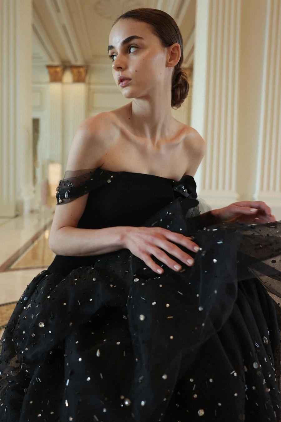 Tulle Off the Shoulder Sleeveless Long Prom Dress With Sequins