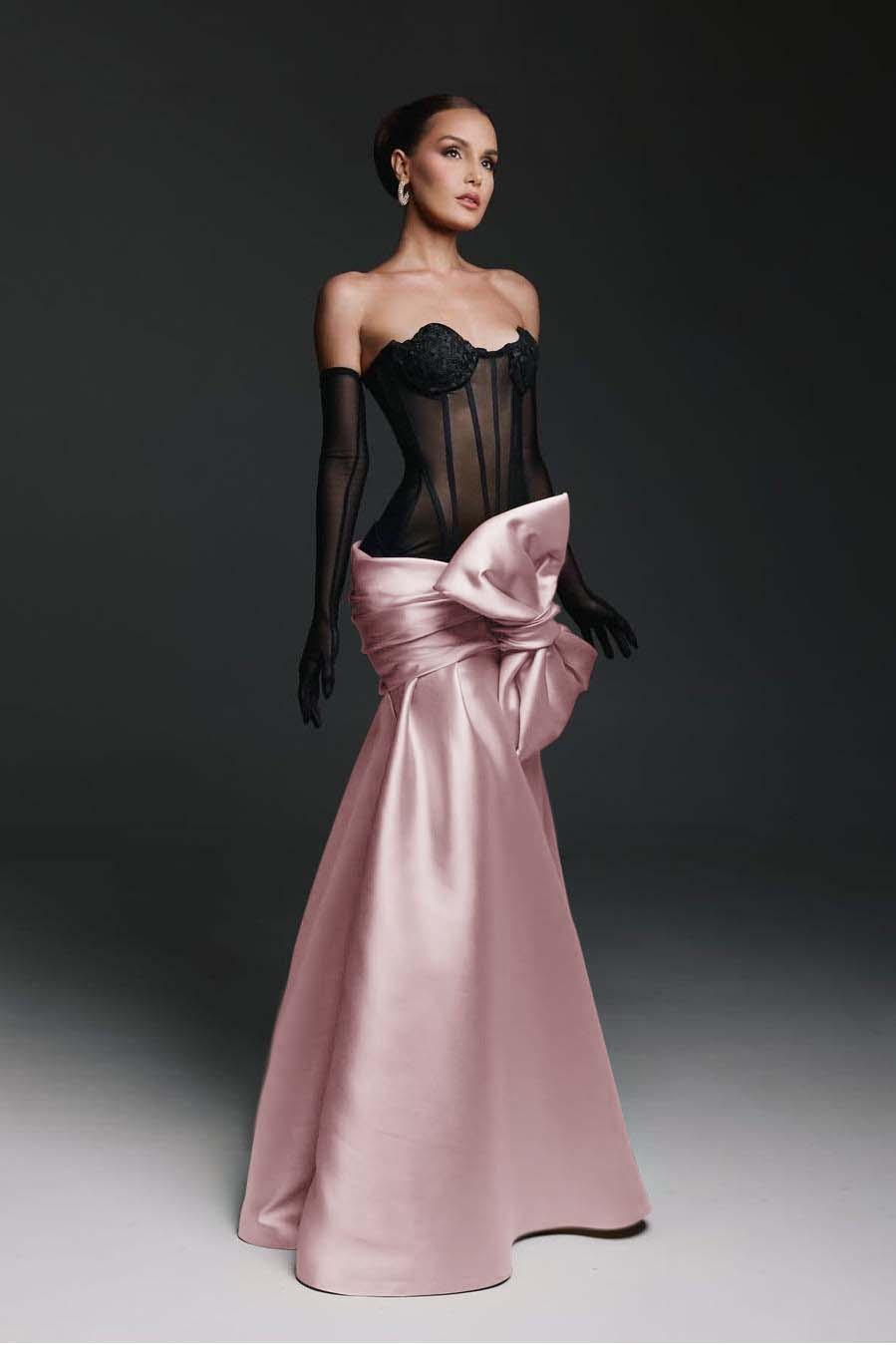 Strapless Sweetheart Sleeveless Long Mermaid Prom Dress With Gloves BMBRIDE