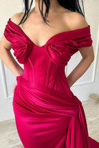 Strapless Off the Shoulder Long Mermaid Prom Dress With Pleated