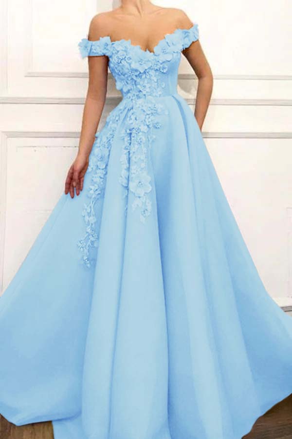 Strapless Off the Shoulder Sleeveless Long Prom Dress With Appliques BMBRIDE