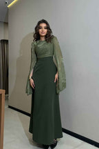 Charming Long Sleeves Jewel High Waist Long Prom Dress With Ruffles
