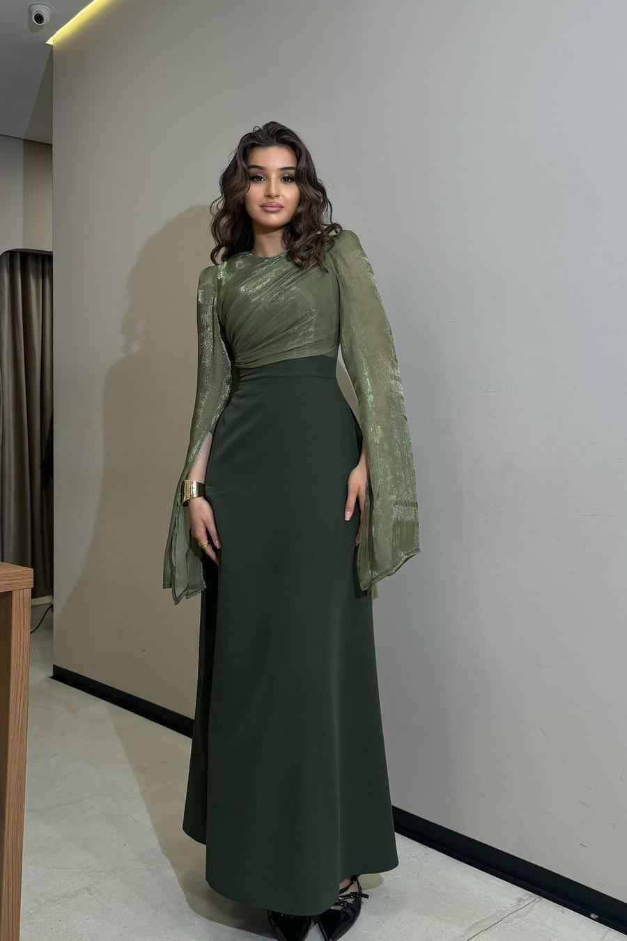 Charming Long Sleeves Jewel High Waist Long Prom Dress With Ruffles