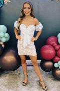 Beautiful Sheath Sweetheart Lace Homecoming Dress BM bride