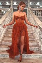 Glamorous Strapless Tulle Prom Dress, Sleeveless Ball Gown BM bride
