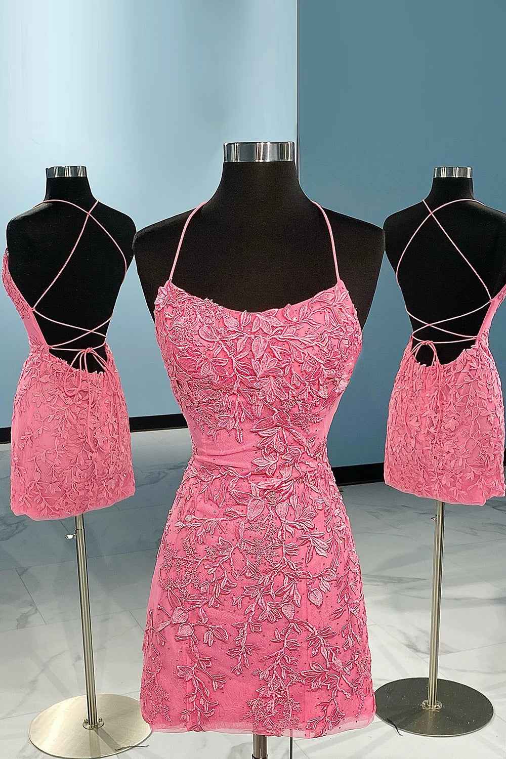 Coral Short Tight Homecoming Dress with Lace Beading Bmbride
