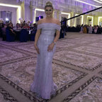 Dusty Rose Off-the-Shoulder Prom Dress with Mermaid Beading BM bride