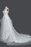 Cap Sleeve Jewel Neck Ball Gown Wedding Dress with Floral Appliques BM bride