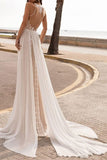 Halter Neck Sleeveless Lace Wedding Dress BM bride