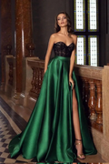 Sweetheart Strapless Sleeveless Long Prom Dress With High Split