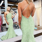 Royal Blue One-Shoulder Sequined Mermaid Prom Dress BM bride