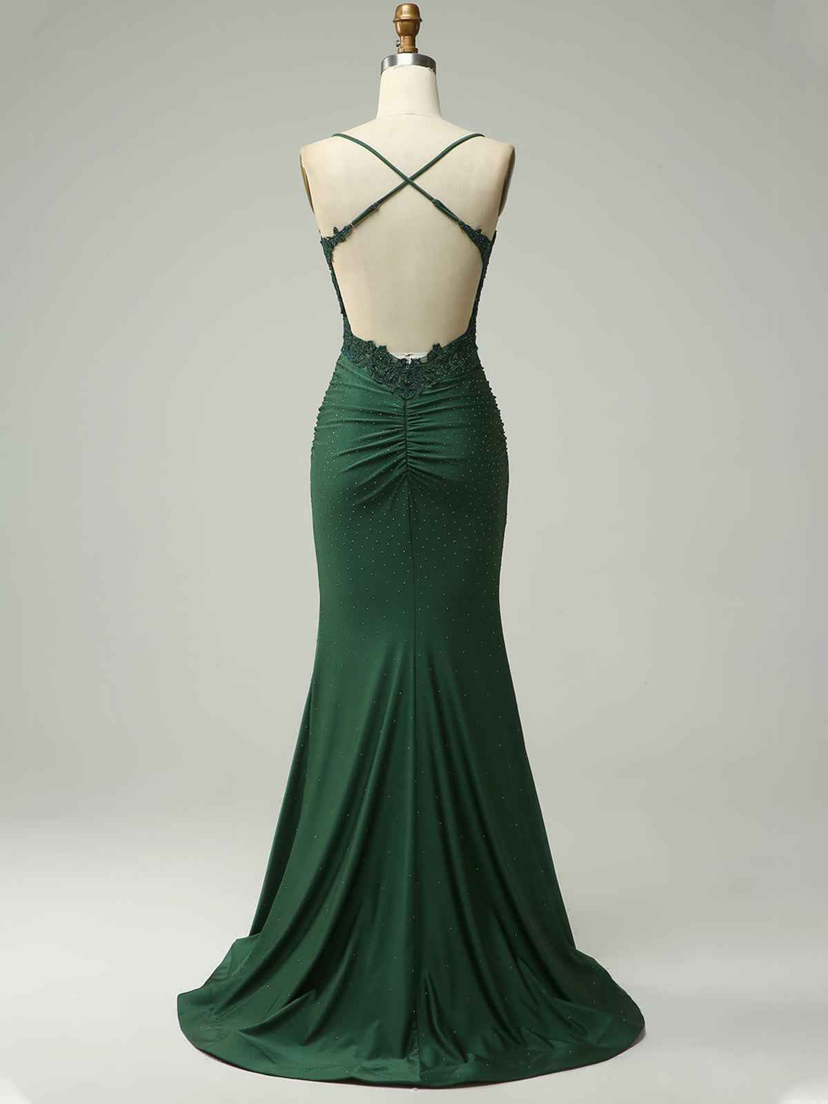 Mermaid Halter Beaded Long Prom Dress with Appliques and Slit