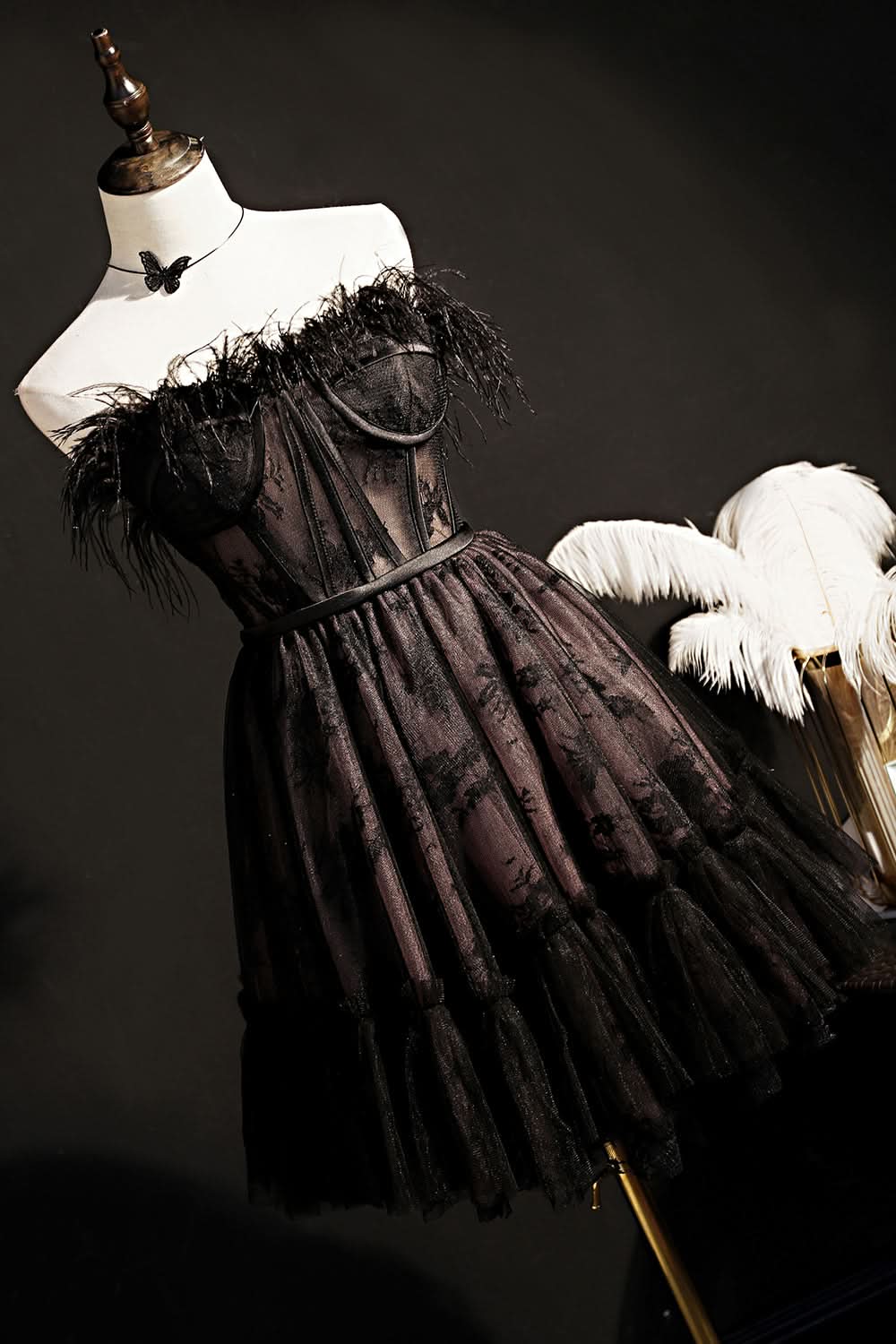 Cute Strapless Black Tulle Short Sexy Homecoming Dresses BM bride
