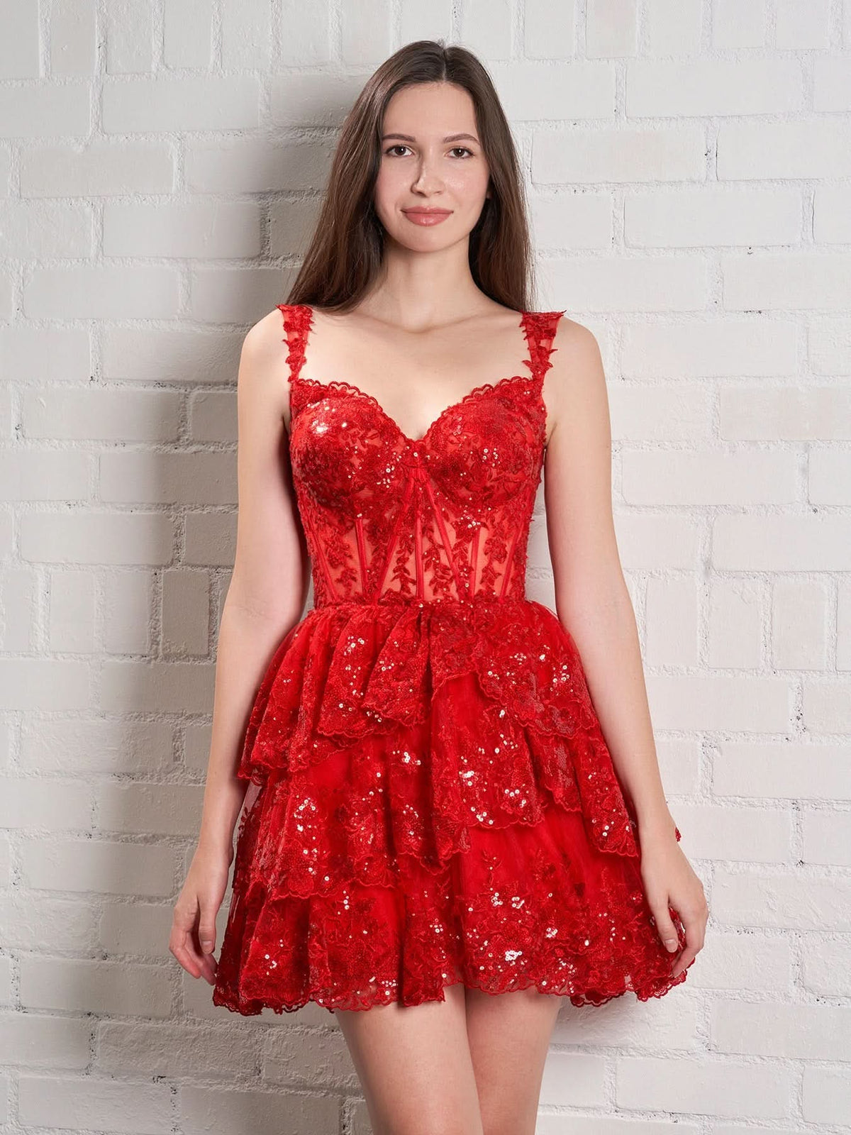 Sweetheart Tiered A-Line Short Homecoming Dress BM bride