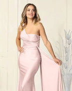 Elegant Mermaid Long Evening Dress Sweetheart One Shoulder Online with Ruffles BM bride