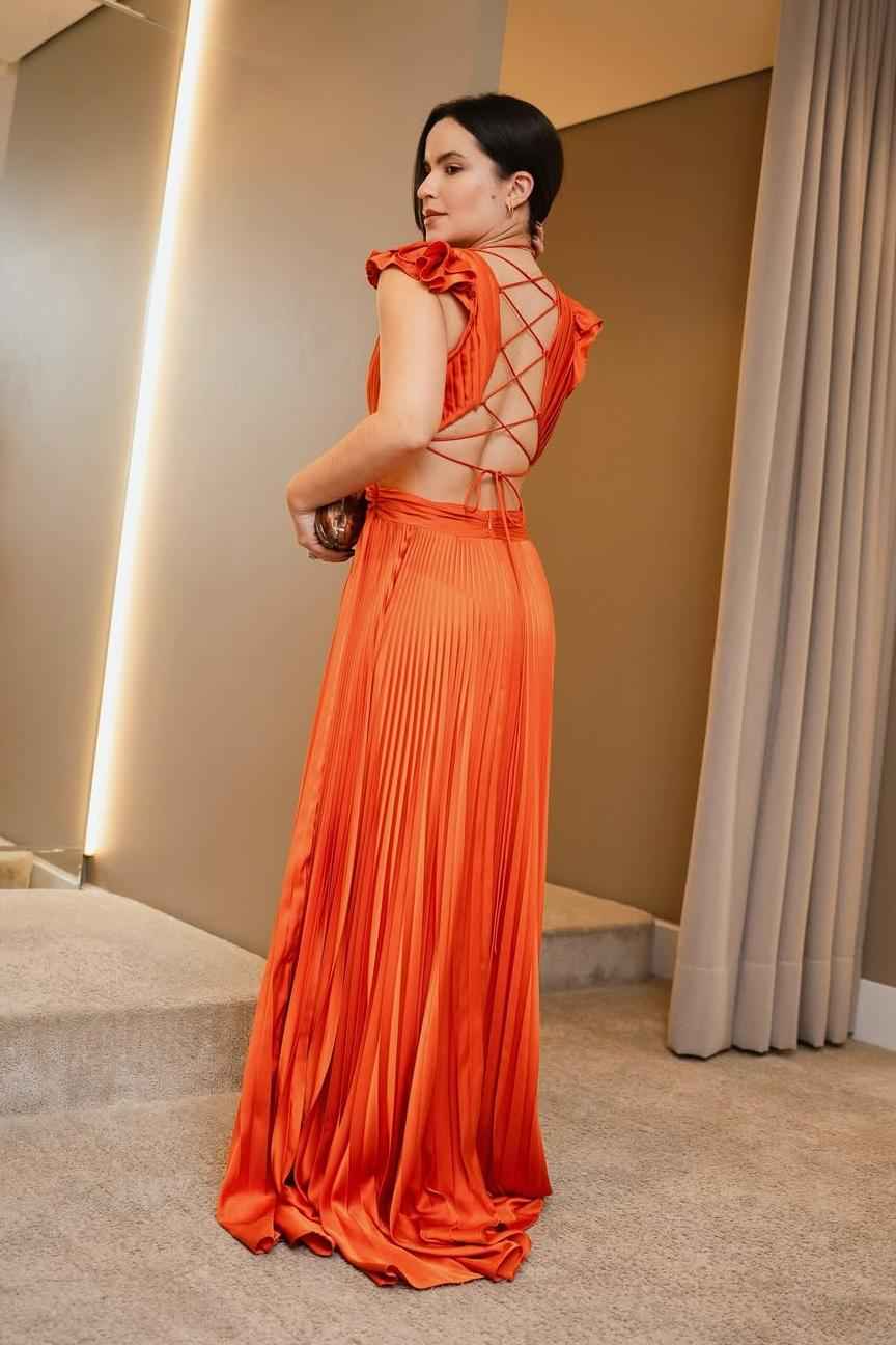 Straps V Neck Backless Sleeveless Long Prom Dress With Pleated