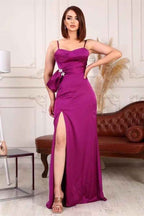 Mermaid Elegant Sleeveless Prom Dress Front Split With Spaghetti Straps