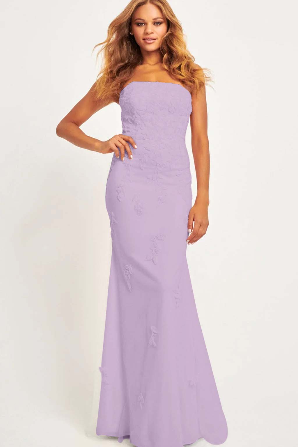 Strapless Sleeveless Long Mermaid Prom Dress With Appliques BMBRIDE