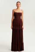 Spaghetti Strap Sleeveless Long Prom Dress With Ruffles