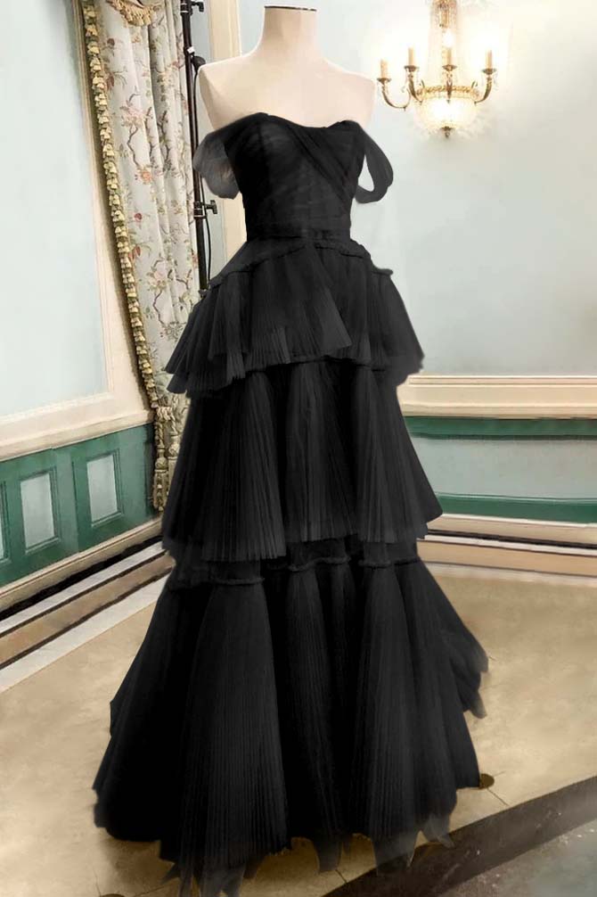 Strapless Off the Shoulder Sleeveless Long Prom Dress With Tulle BMBRIDE