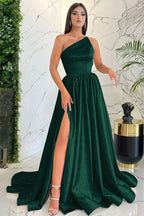 Vintage Light Pink One Shoulder Sleeveless Evening Dress with Slit BM bride