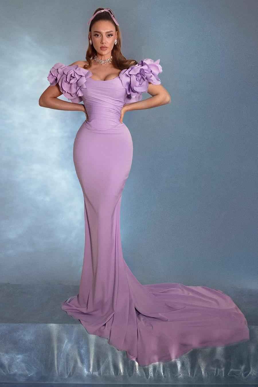Off the Shoulder Sleeveless Long Mermaid Prom Dress With Pleated