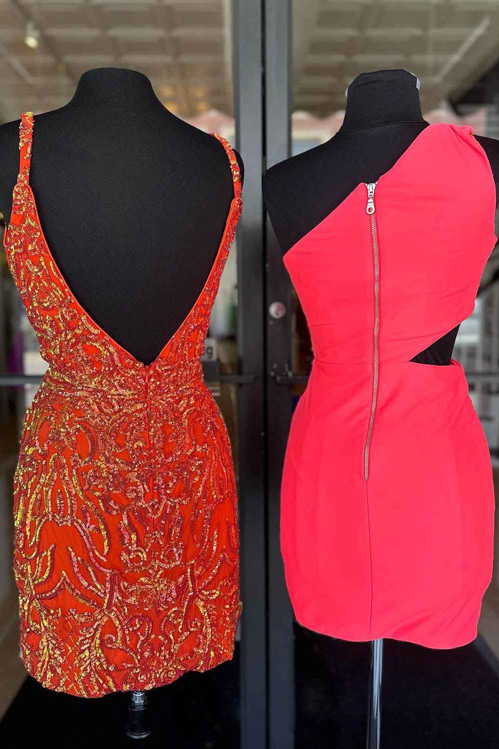 Simple Coral Cut Out Tight Short Homecoming Dress Bmbride