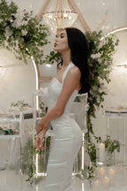 Stunning Halter Sleeveless Long Mermaid Prom Dress With Pleated