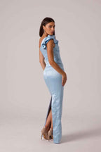 One Shoulder Sleeveless Long Mermaid Prom Dress With Pleated